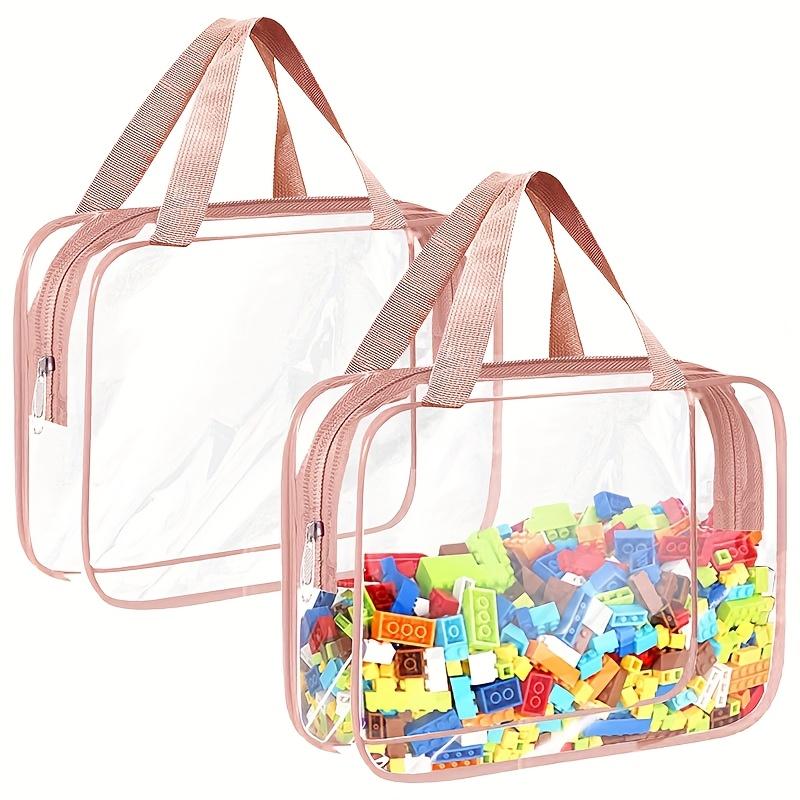 reusable clear PVC board game organization bag, zippered travel storage bag for blocks, puzzles, student books and backgammon