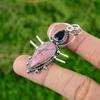Natürlicher Rhodonit Edelstein Anhänger 925 Sterling Silber Indischer Schmuck Für Frauen