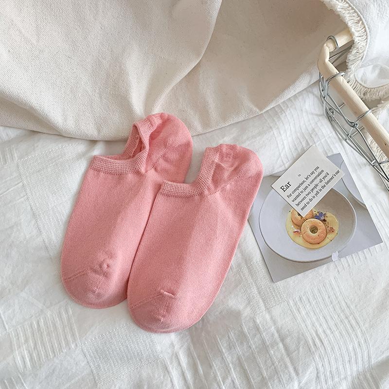 Dopamine Socks for Women, Spring and Summer, Short Solid Color, Light Mouth, Thin, Anti-slip, Non-dropping Heel Short Socks, Invisible Boat Socks