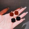 Korean Version Retro Geometric Square Black Ear Buckle Women's Ins Hong Kong Style Simple Temperament Versatile Earrings High-end Earrings