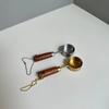 Gold-plated Stainless Steel Measuring Cup Measuring Spoon Acacia Wood Handle Measuring Spoon Tools Baking Tools