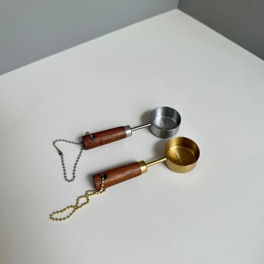 Gold-plated Stainless Steel Measuring Cup Measuring Spoon Acacia Wood Handle Measuring Spoon Tools Baking Tools