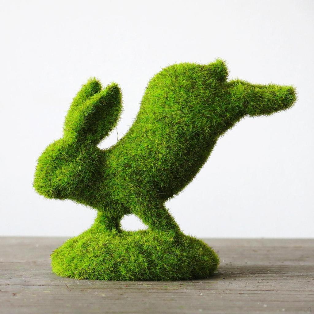 Flocked Rabbit Fairy Garden Statue Figurine Yard Bunny Sculpture Indoor and Outdoor Office Hotel