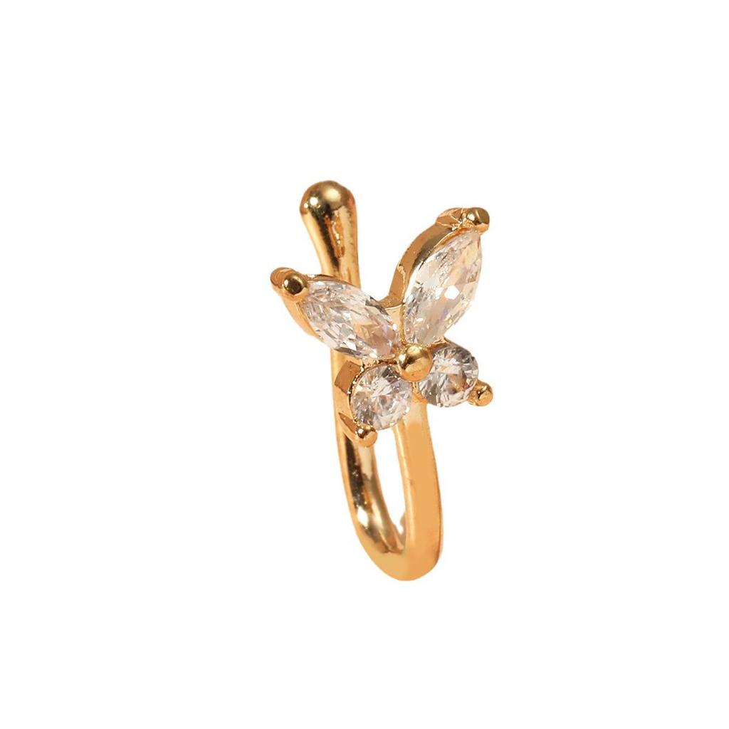 925 Silver Zircon Crown Non-Piercing Ear & Nose Clip Jewelry