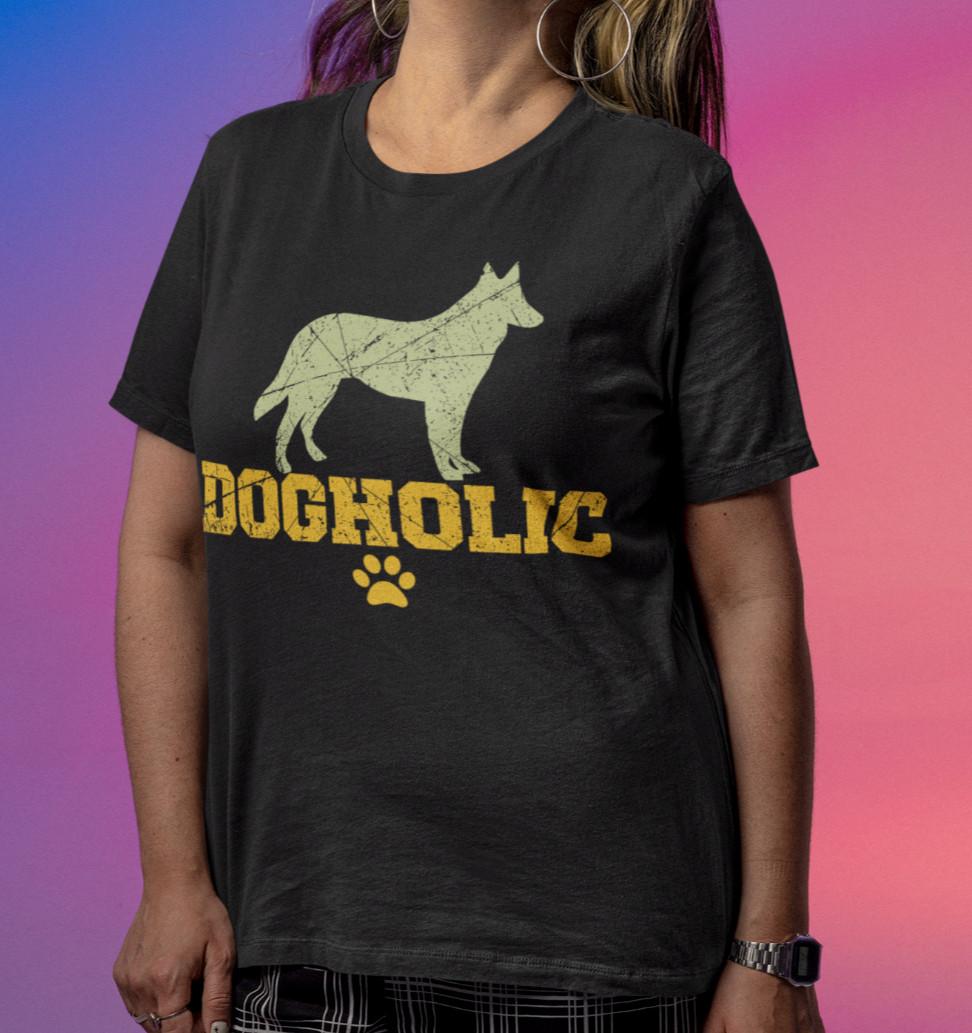 Hunde Spruch Dogholic Süchtig Nach Haustier Hund Damen T-Shirt Mens Womens Tees Top Oversize 4XL