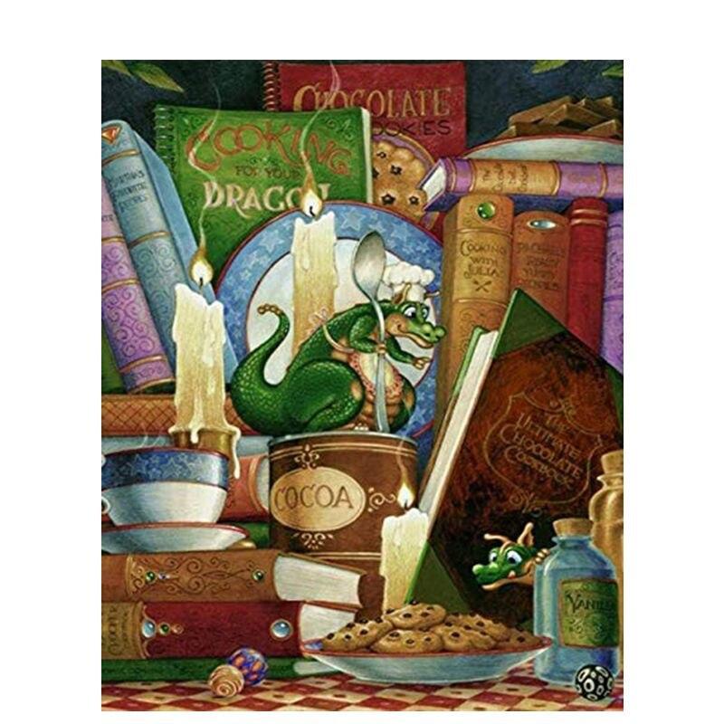 5D Diy Diamond Painting Coffee Dessert Full Round Diamond Art Embroidery Mosaic Still Life Home Decoration 40x50cm