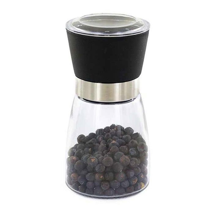 Moulin à épices en verre et céramique + poivre noir bio