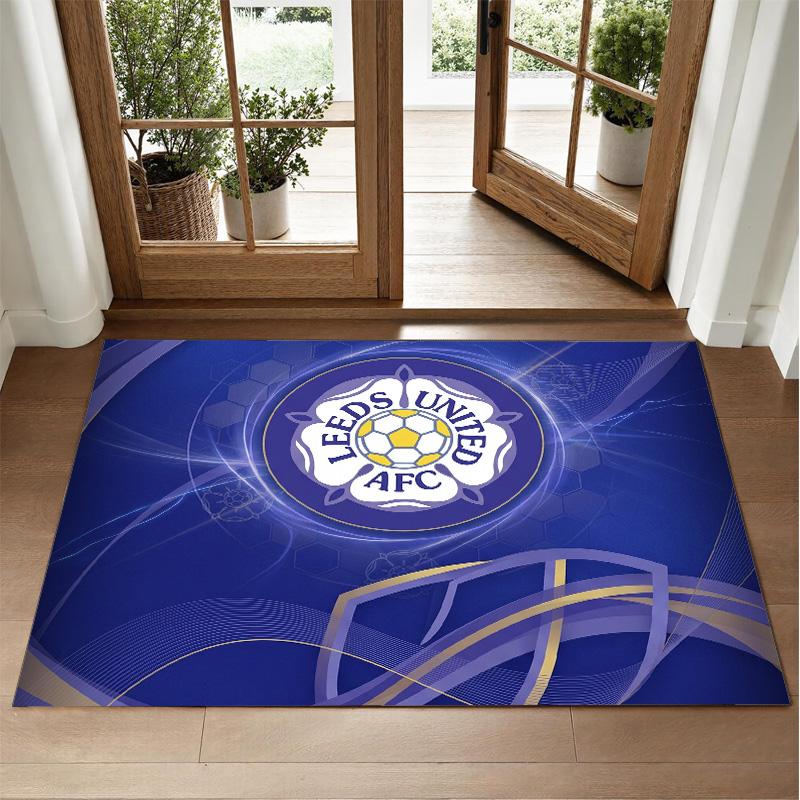 Leeds United Football Design Crystal Velvet Rug Soft Decorative Mat for Bedroom Entrance