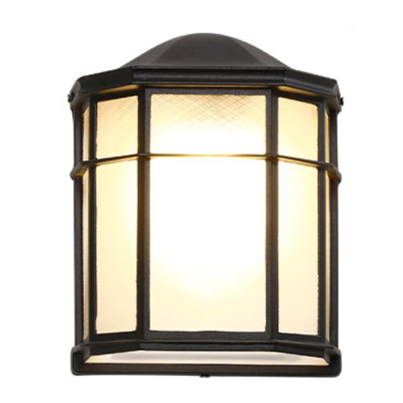 Modern Black Lantern Outdoor Wall Lamp IP65 Waterproof Garden Sconce with LED Light Fixture Aluminum Base for Patio & Gate