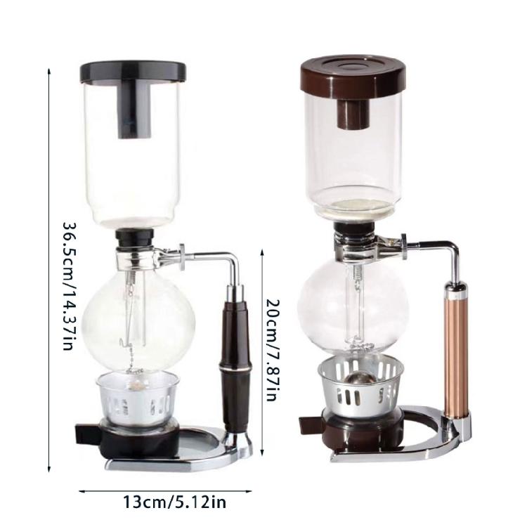 Caffettiera Sifone in Vetro Inclusi Sistemi di Estrazione Sottovuoto Manico in Legno Robusta Costruzione Resistente al Calore Per Case Caffetterie Preparazione Caffè Tè Bevande Fredde