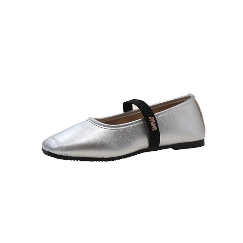 French Retro Silver Square Head with Mary Jane Women's Shoes, New Spring and Autumn Soft Soles, Gentle Grandma Single Shoes
