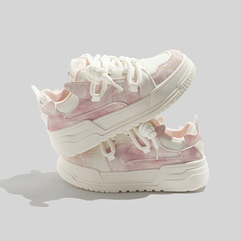 Печать и крашение кожи Белые туфли На каждый день Спортивные кроссовки Ин Низкие Толстая подошва Женская обувь 40 529₽