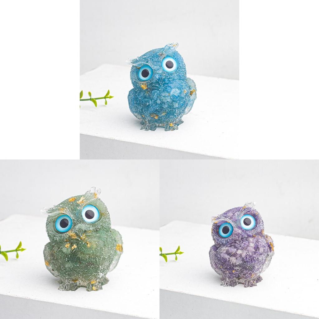 Natural Crystal Owl Car Ornament For Office Desk Decor Gift For Kids