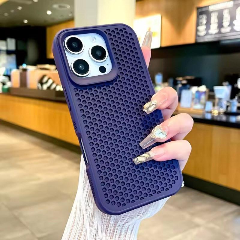 Dissipate Heat PC Case For iPhone 16 15 14 13 12 11 Pro Max Plus Breathable Hard Back Cover