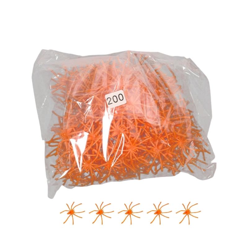 

200Pcs Realistic Mini Spiders Decoration For Halloween Cobweb Themed Party Supplies DIY Craft Projects оранжевый