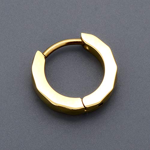 Lionheart Men's Single Earring, Stainless Steel Hoop, Gold Color, Perfect for Boyfriends, Simple Design