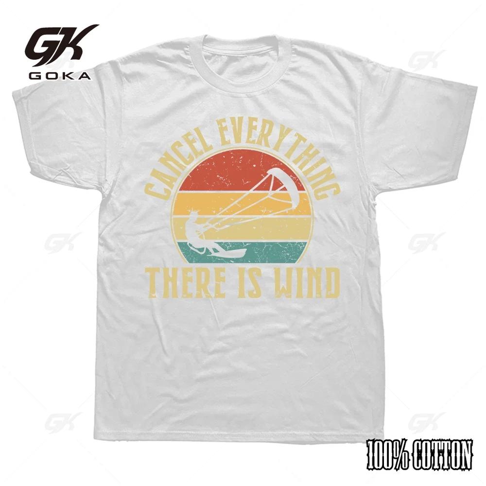Cancel Everything There is Wind Fashion TShirts Kitesurfing Kiteboarding Kite Flysurfing Male Graphic Fabric Tops T Shirt O Neck