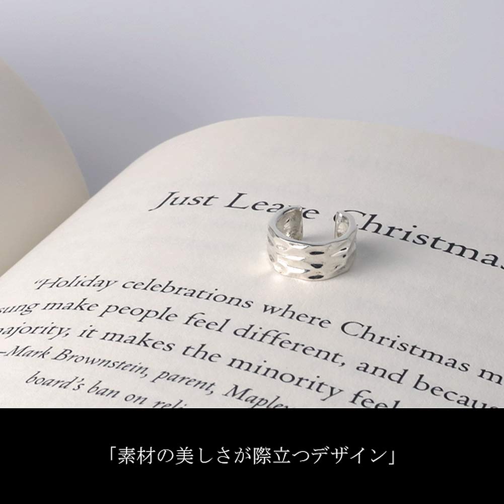 Shinjuku Gin no Kura Hammered 5.5mm Slim Silver 925 Ear Cuff (Single Ear) - Simple Non-Pierced Earrings