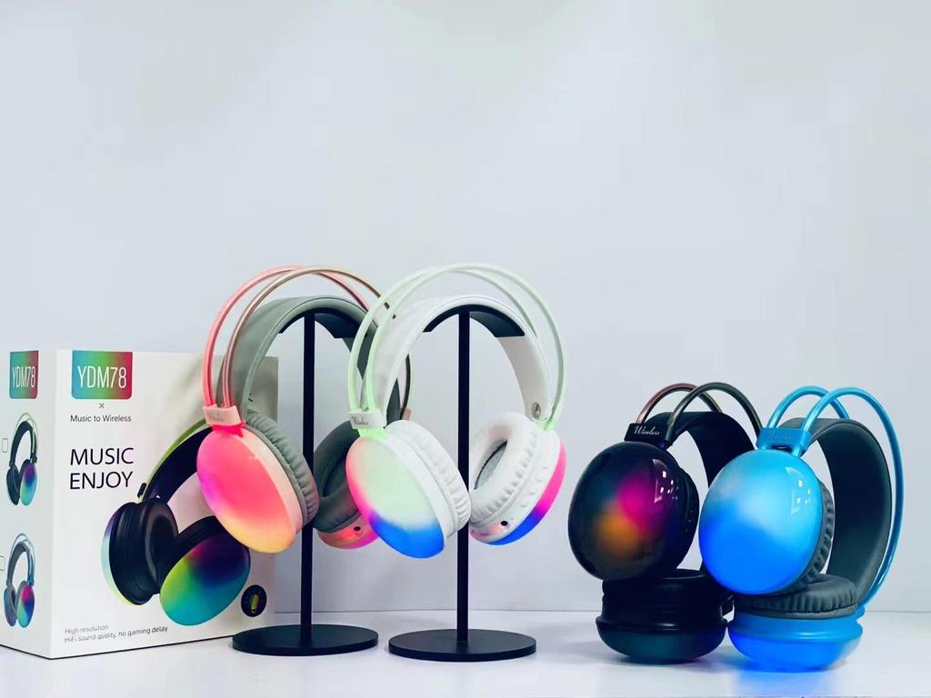 2025 YDM78 Over-Ear Bluetooth Headphones with RGB Lighting & Long Battery Life