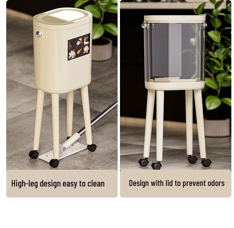 Premium Large-Capacity Trash Can with Lid – Ideal for Living Room, Bedroom, and Kitchen; Elevated Design for Easy Use.