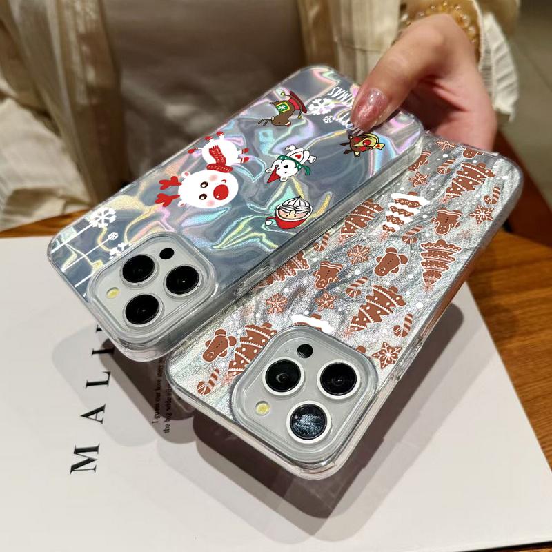 Mini Christmas Trees Printing Case For iPhone Air 17 16e 16 15 14 Pro Max 13 17 Pro Max ShockProof TPU Hybrid Hard Phone Cover