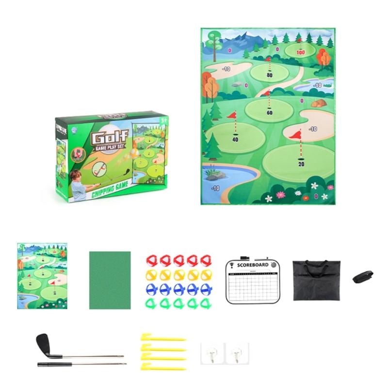Golf Chipping Game Mat Set, Dart Practice Golf Hitting Training Mat for Adult Indoor Outdoor, Backyard Play Equipment