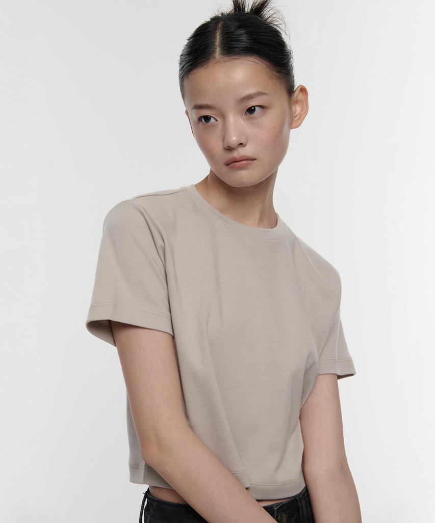 MUSINSA STANDARD WOMAN Women'S Crew Neck Crop T-Shirt [Mushroom]
