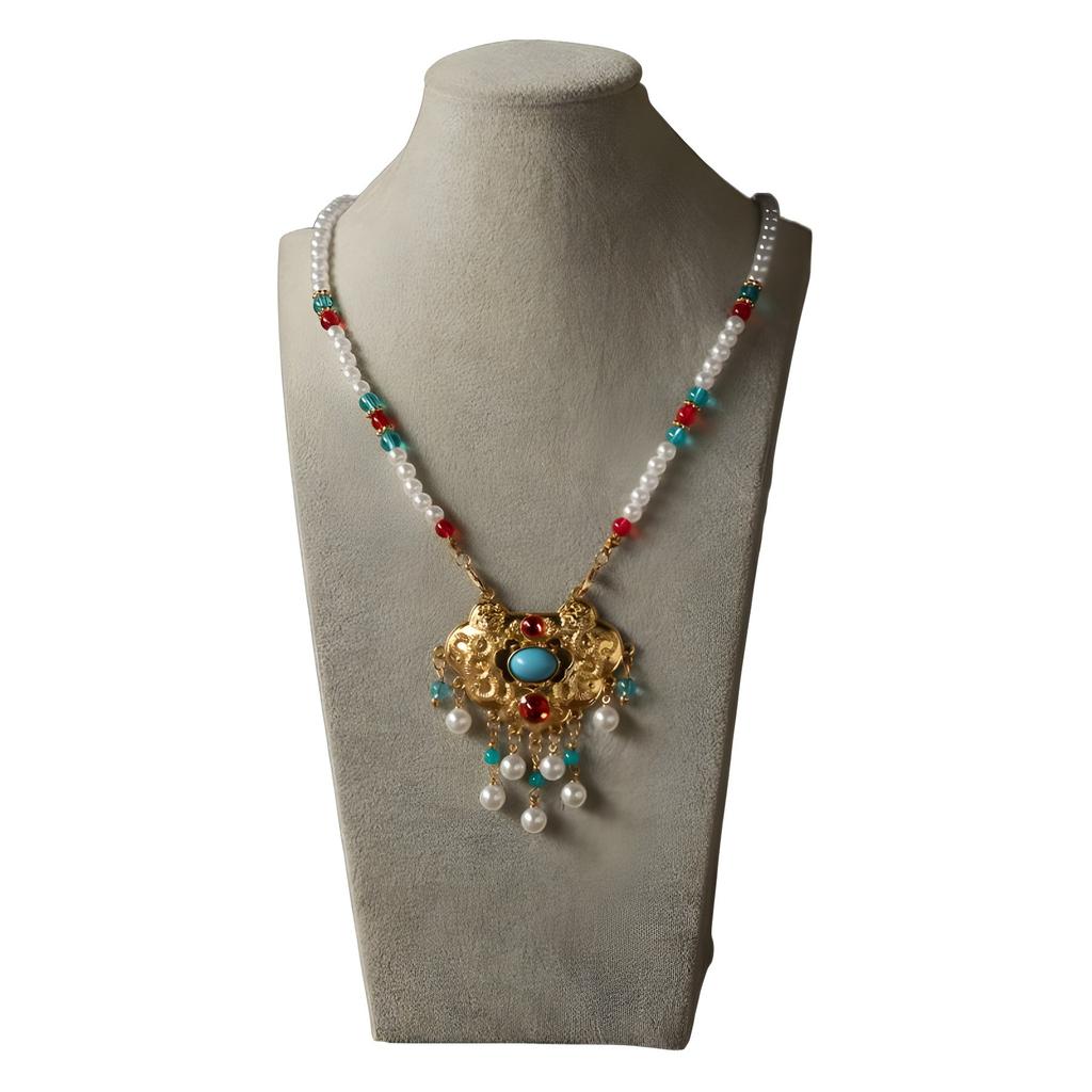 Retro Versatile Ming-Made Necklace Collar Performance Yingluo Hanfu Ancient Style Yingluo Safety Lock Long Tassel With Jewelry Women