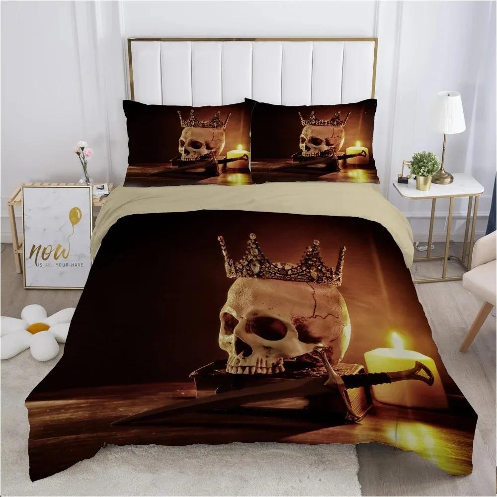 3D Scream Horror Skull Duvet Cover Set Queen Size Sugar Skull Bedding Sets Single Twin Full King Comforter Cover Bedroom Decor