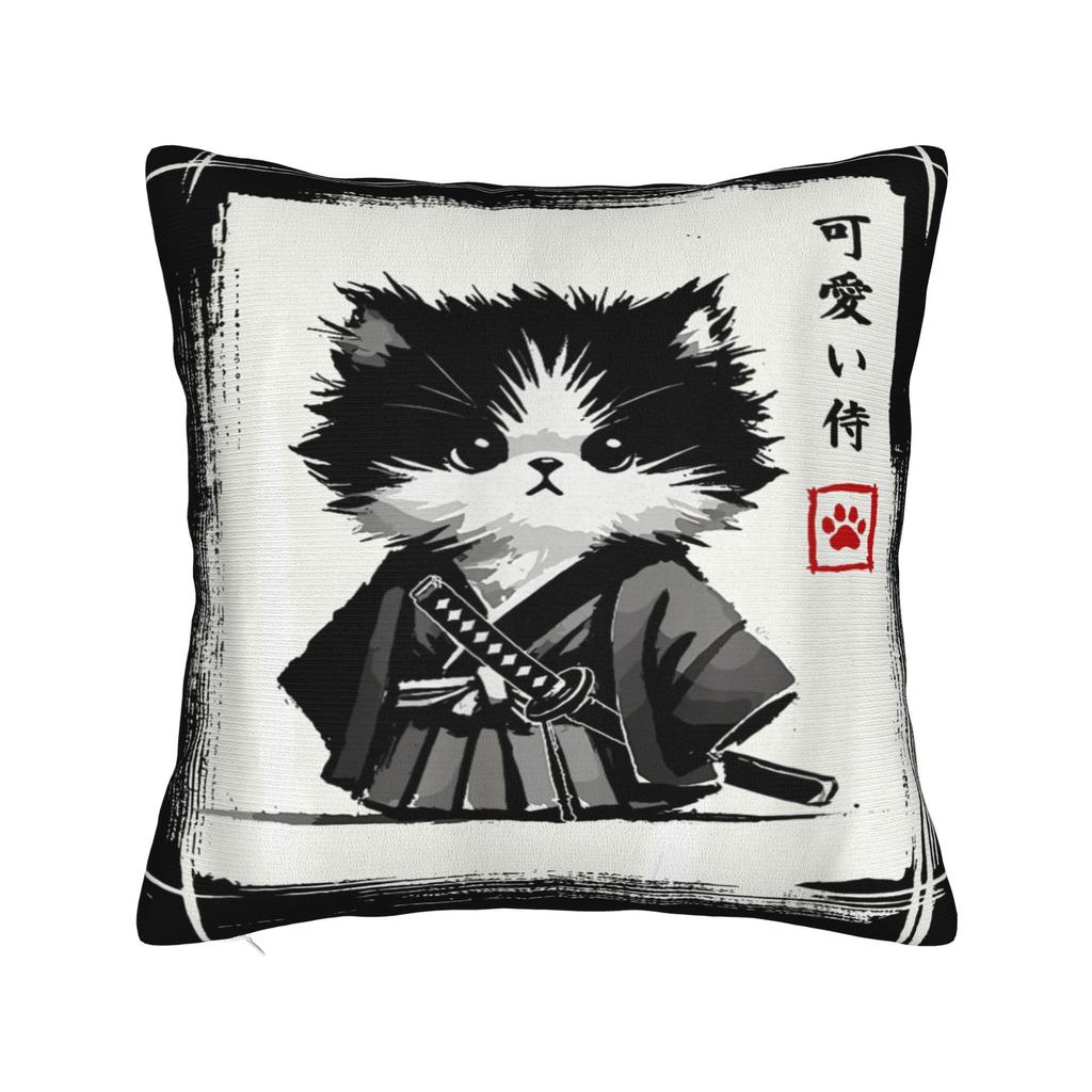 Ukiyo-E Art Japanese Cat Riding Pillow Case Print Pillow Cover For Living Room Sofa Kawaii Pillowcases