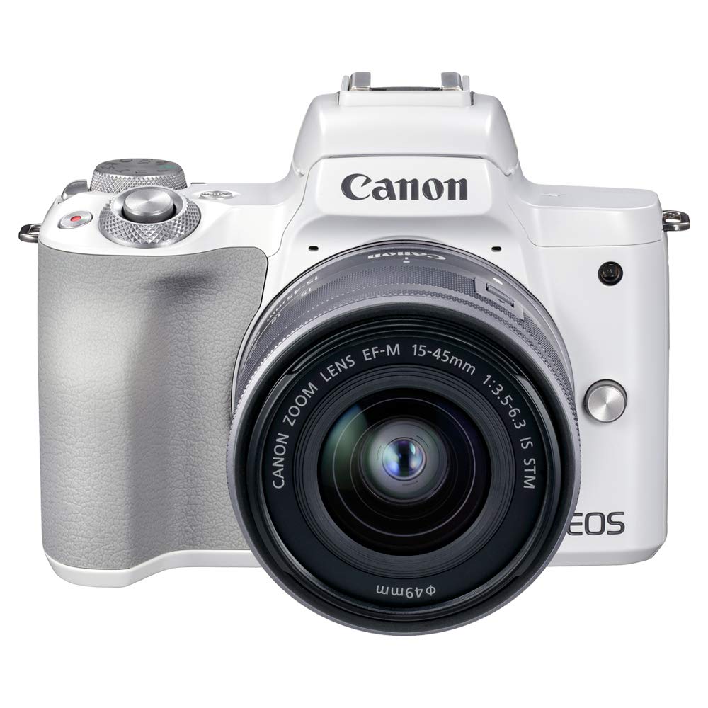

Бездзеркальна фотокамера Canon EOS Kiss M2 зі стандартним об єктивом зі змінною фокусною відстанню, біла однолінзова KISSM2WH-1545 білий