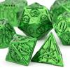 7 Pcs Green Double Swords Metal Dice Solid Polyhedral Dice Set Suitable for Role-Playing RPG  DND Pathfinder Board Game