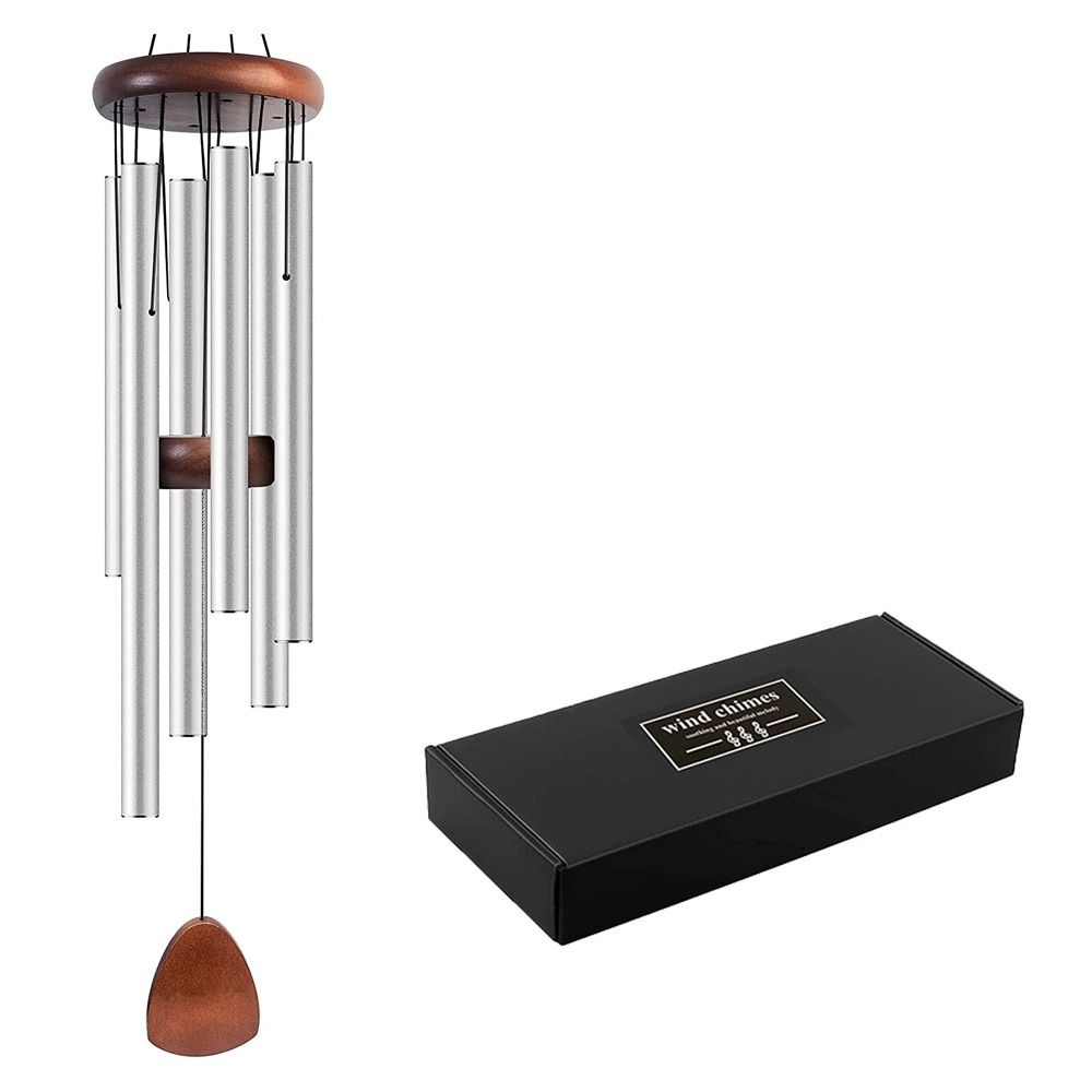 

Алюминиевые колокольчики ветра 37 дюймов Музыкальный колокольчик ветра Уличные большие колокольчики ветра серебряный