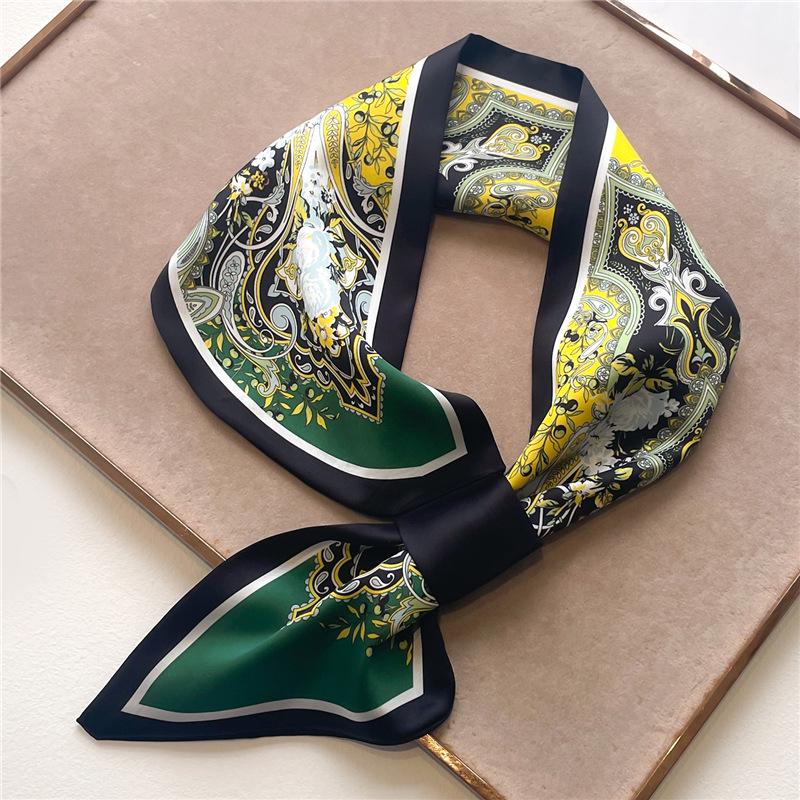 Striped Silk Scarf Imitation Long Diagonal Plaid Perfect For Spring Summer