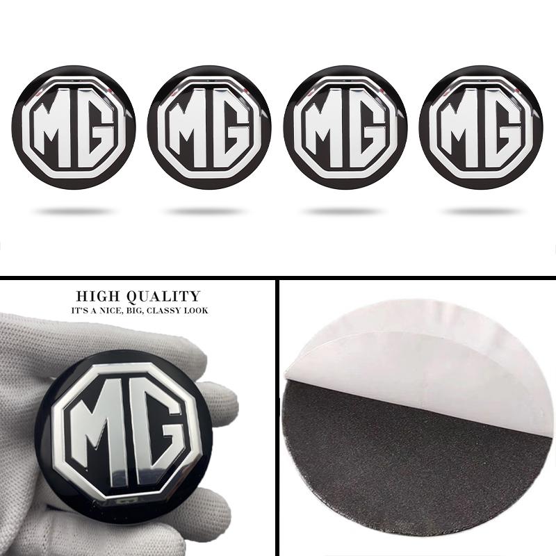 4Pcs 56mm Car Badge Wheel Hub Center Cover Stickers For MG 4 5 6 7 Cyberster f ES5 ONE MG5 Scorpio ZS HS MARVEL-R Hector EZS MG3