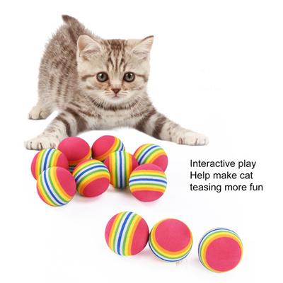 Kitten Ball Rainbow Colors Solid Bouncy No Odor Bite Resistant Indoor Activity Playing Toy EVA Foam Cat Toy Ball Pet Accessory