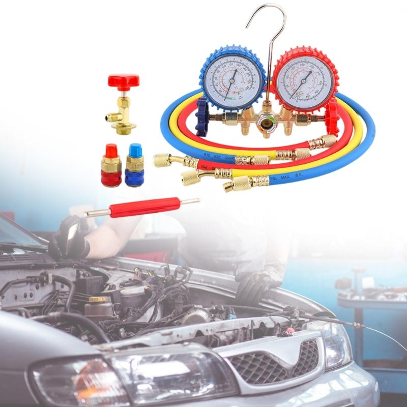 Professional AC Refrigerants Manifold Gauge For Precise Pressure Measurement In HVAC Systems Diagnostic Tool With Hose