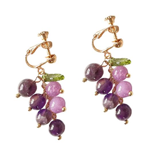 1 Pair Vivid Charming Dangle Earrings Alloy Lovely Fruit Grape Drop Stud Earrings Jewelry Acessories