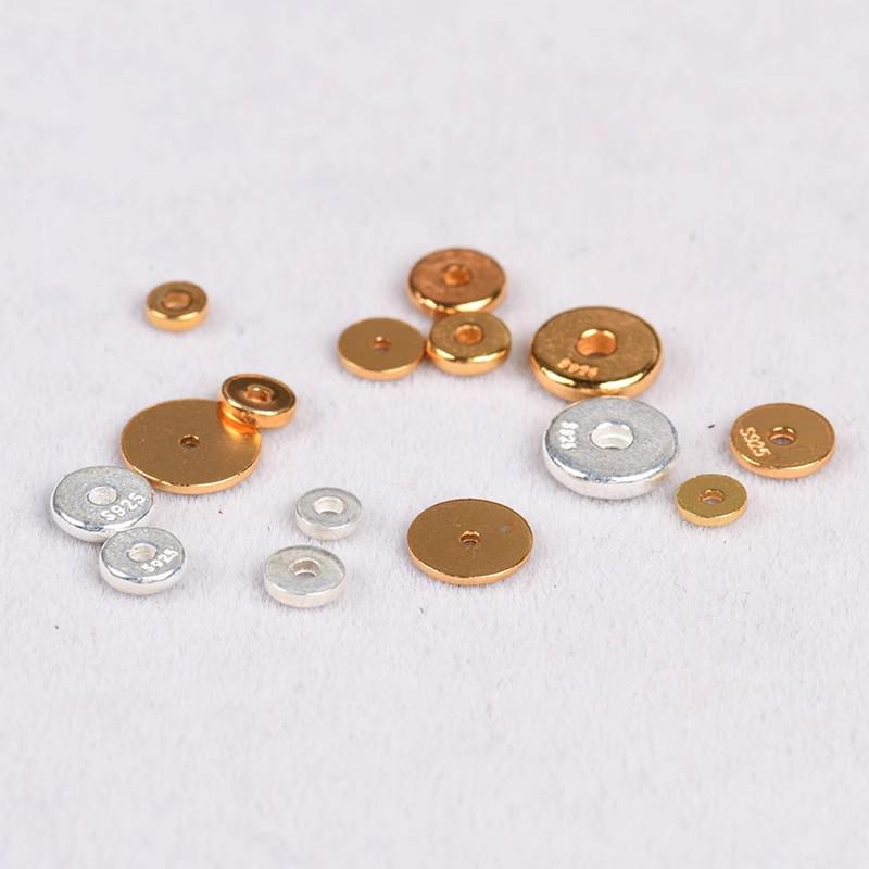 Gold-Plated S925 Silver Spacer Beads for DIY Jewelry, Prayer & Buddhist Beads, Sterling Silver Washers