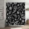 Luxury Bath Shower Curtain with Floral Paisley Print Black White Decorative Bathroom Liner Set for Home Decoration
