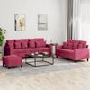 3 Piece Sofa Set with Cushions Burgundy Velvet