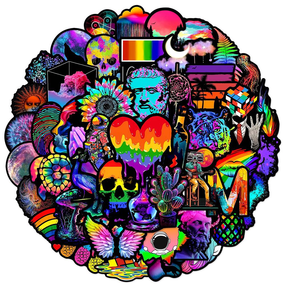 10/30/50pcs Cartoon Coloful Art Aesthetic Stickers Cool Graffiti Sticker Decoration DIY Water Bottle Laptop Phone Diary Decals