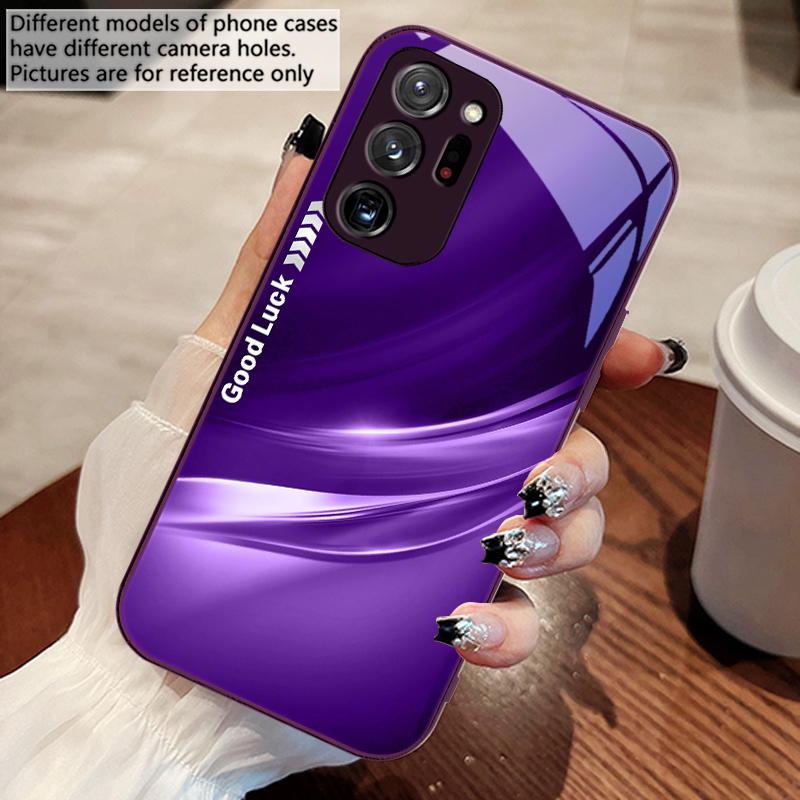Glücklicher Farbverlauf Wellenmuster Für Samsung Galaxy Note 8 9 10 PRO 20 Ultra A01 02 03 Core 04E 4G 12 13 5G Gehärtetes Glas Handyhülle