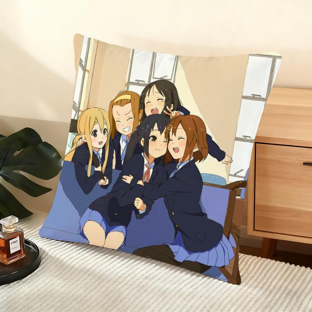 Anime K-K-On! Cartoon Cushion Cover Soft Short Plush Pillow Cover Smooth Cozy Texture Aesthetic Cushion Case Home Decor