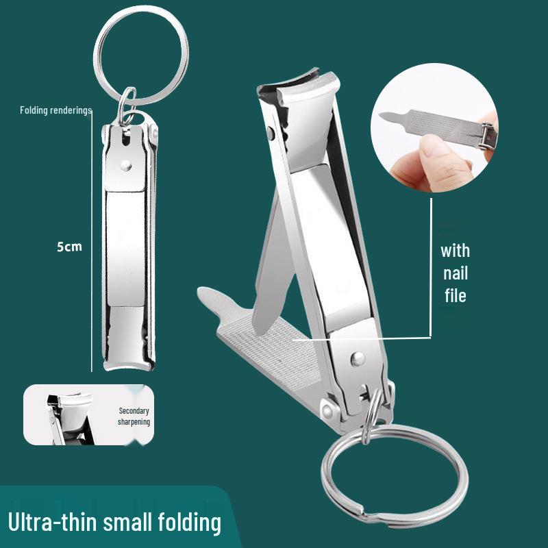 Mi Ka Ultra-Thin Multifunctional Stainless Steel Folding Nail Clippers - Anti-Splash, Available in Large and Small Sizes