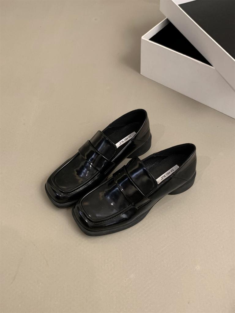 Casual Driving Penny Loafers Shoes Thick Heel Slip-On Shoes for Women Retro Worker Shoes British Style Pumps Zapatos De Mujer