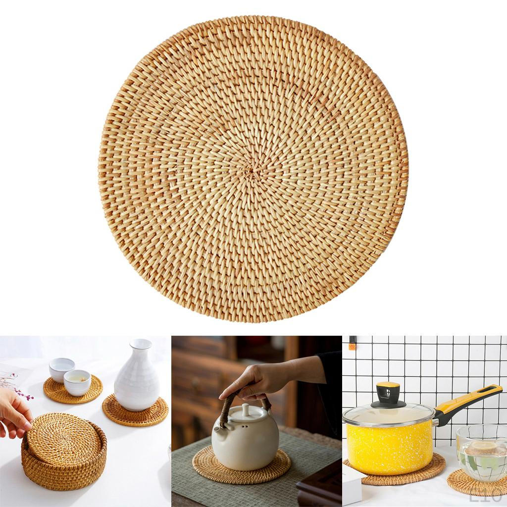 Rattan Place Mattenauflage Hand-Woven Round Glassware Placemats Anti-slip