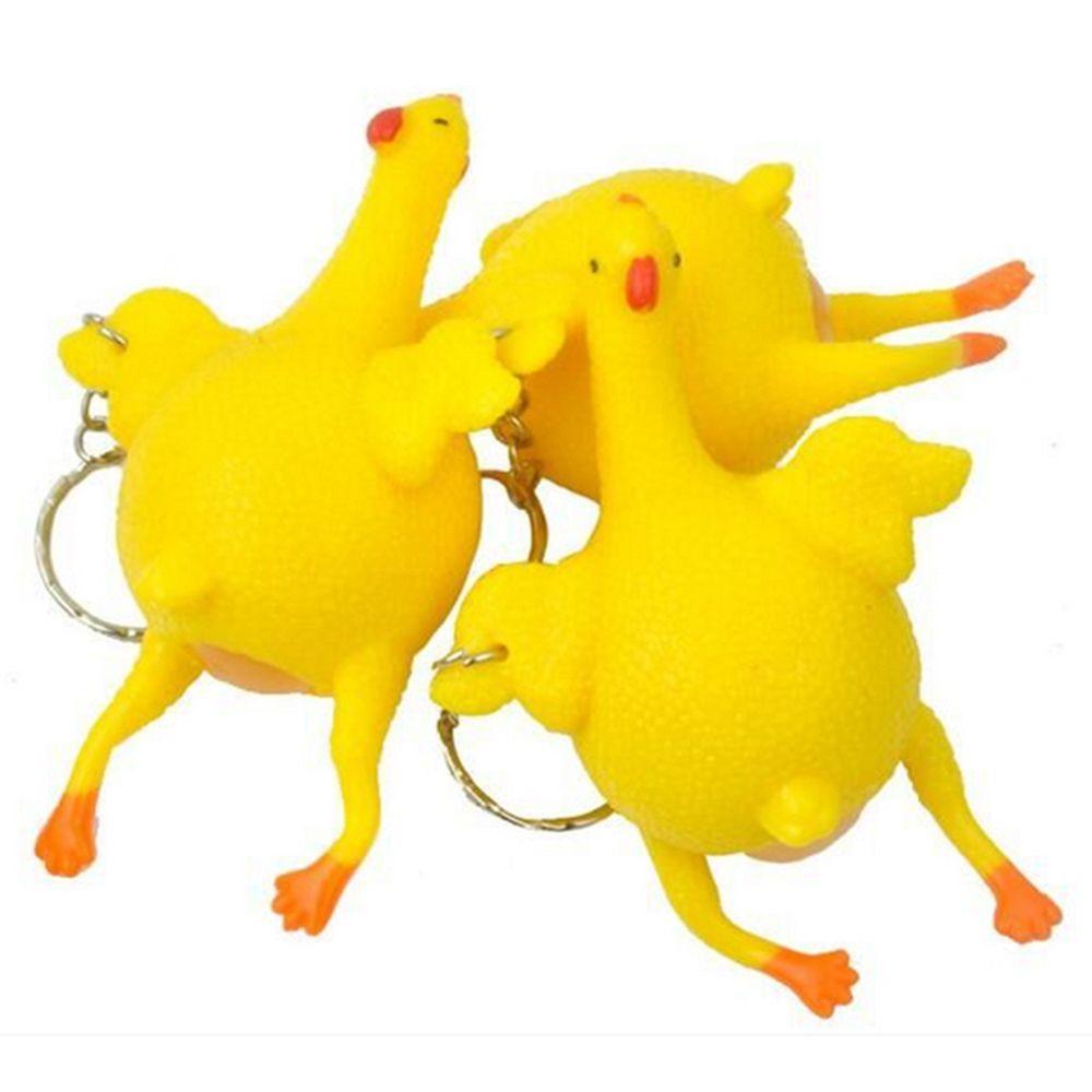 Squeeze Tricky Novelty Gadgets Halloween Gift Pranks Chickens Lay Eggs Keychain Funny Vent Toys