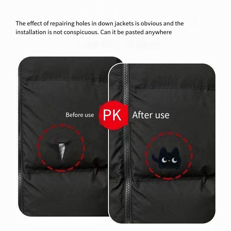 1PC Little Black Cat Self-adhesive Seam-free Patch Sticker Cartoon Clothes Children's Down Jacket Holes and No Traces Repair Embroidery Cloth Sticker