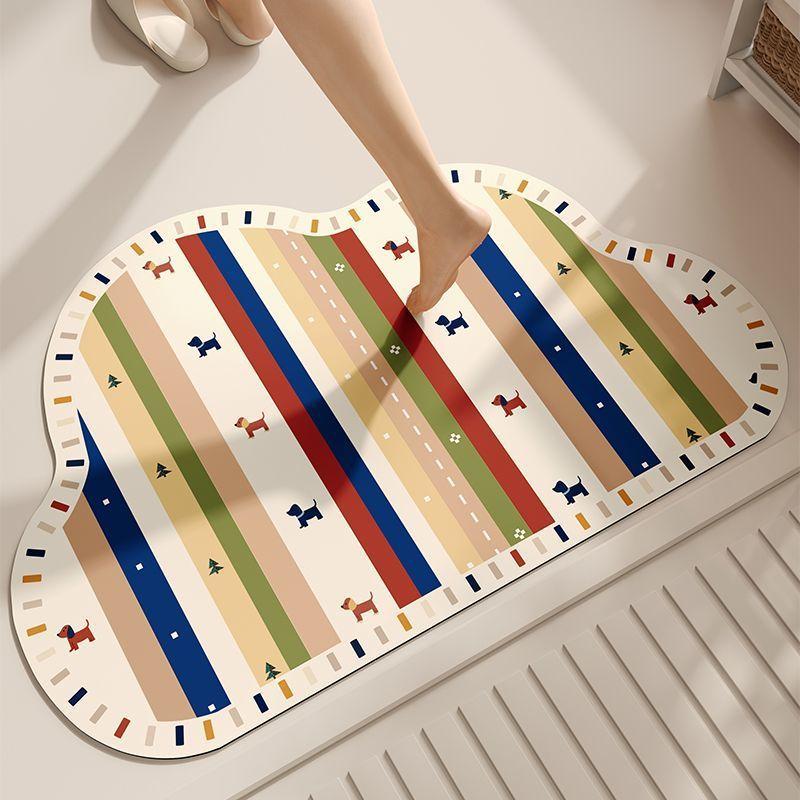 Cute Cartoon Diatom Mud Floor Mat, Bathroom Non-Slip Absorbent Quick-Drying Floor Mat, Bathroom Door Dirt-Resistant And Wear-Resistant Floor Mat